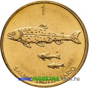 Монета Словения 1 толар (Tolar) 1999 Кумжа (Salmo trutta fario) для коллекционеров-нумизматов на сайте MONETKA.com.ru