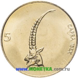 Монета Словения 5 толаров (tolarjev) 2000 Альпийский горный козёл (Capra ibex) для коллекционеров-нумизматов на сайте MONETKA.com.ru