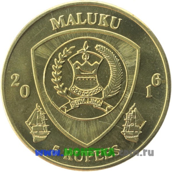 Монета Индонезия (Малуку, Молукку) 5 рупий (rupees) 2016 Centropyge bicolor для коллекционеров-нумизматов на сайте MONETKA.com.ru