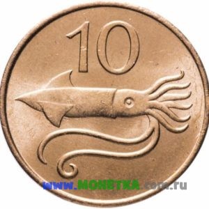 Монета Исландия 10 эйре (aurar) 1981 год Кальмар (Teuthida) для коллекционеров-нумизматов на сайте MONETKA.com.ru