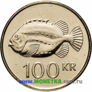 Монета Исландия 100 крон (kronur) 2007 год Пинагор (Рыба-воробей) (Cyclopterus lumpus) для коллекционеров-нумизматов на сайте MONETKA.com.ru