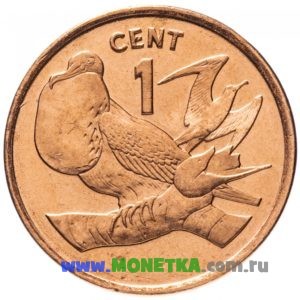 Монета Кирибати 1 цент (cent) 1992 год Птица Фрегат (Fregata) для коллекционеров-нумизматов на сайте MONETKA.com.ru