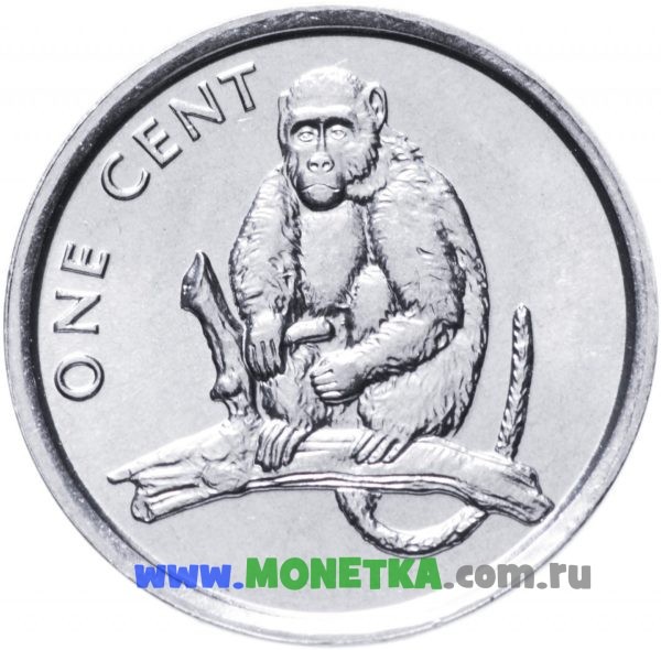 Монета Острова Кука 1 цент (cent) 2003 год Обезьяна Шимпанзе (Pan) для коллекционеров-нумизматов на сайте MONETKA.com.ru