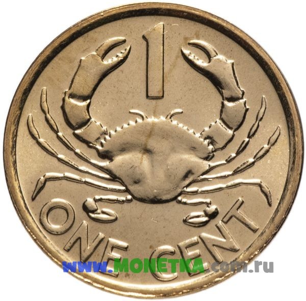 Монета Сейшельские острова 1 цент (cent) 2004 год Красный мангровый краб (Pseudosesarma moeshii) для коллекционеров-нумизматов на сайте MONETKA.com.ru
