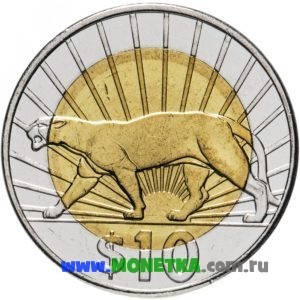 Монета Уругвай 10 песо (peso) 2011 год Пума (Горный лев, Кугуар) (Puma concolor) для коллекционеров-нумизматов на сайте MONETKA.com.ru