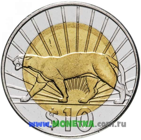 Монета Уругвай 10 песо (peso) 2011 год Пума (Горный лев, Кугуар) (Puma concolor) для коллекционеров-нумизматов на сайте MONETKA.com.ru