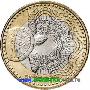 Монета Колумбия 1000 песо (pesos) 2013 год Логгерхед (головастая черепаха, головастая морская черепаха, каретта) (Tortuga caguama) (Caretta caretta) для коллекционеров-нумизматов на сайте MONETKA.com.ru