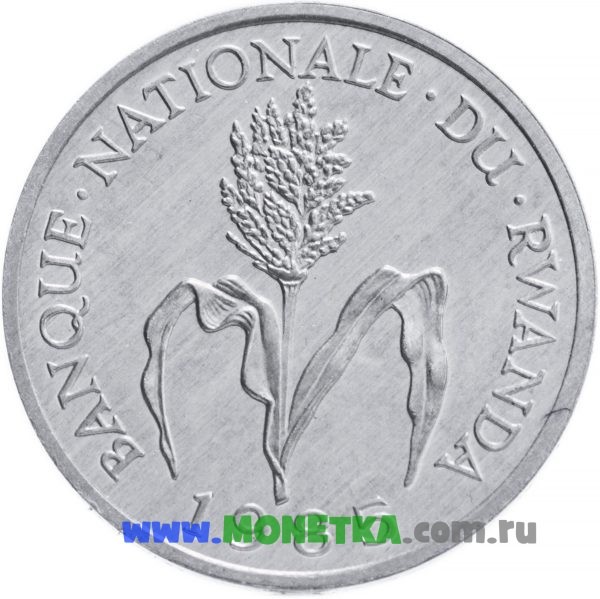 Монета Руанда 1 франк (franc) 1985 год Растение Просо (Panicum) для коллекционеров-нумизматов на сайте MONETKA.com.ru