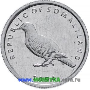 Монета Сомалиленд 1 шиллинг (shilling) 1994 год Птица Сомалийский голубь (Columba oliviae) для коллекционеров-нумизматов на сайте MONETKA.com.ru