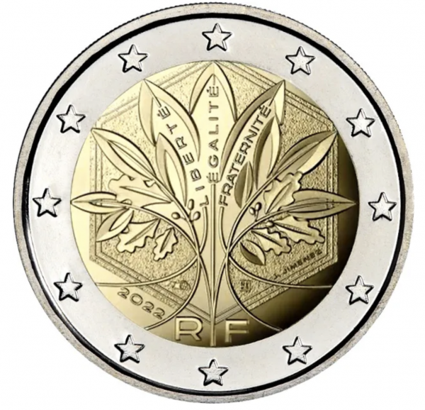Новый дизайн французских монет 1 и 2 евро с 2022 года